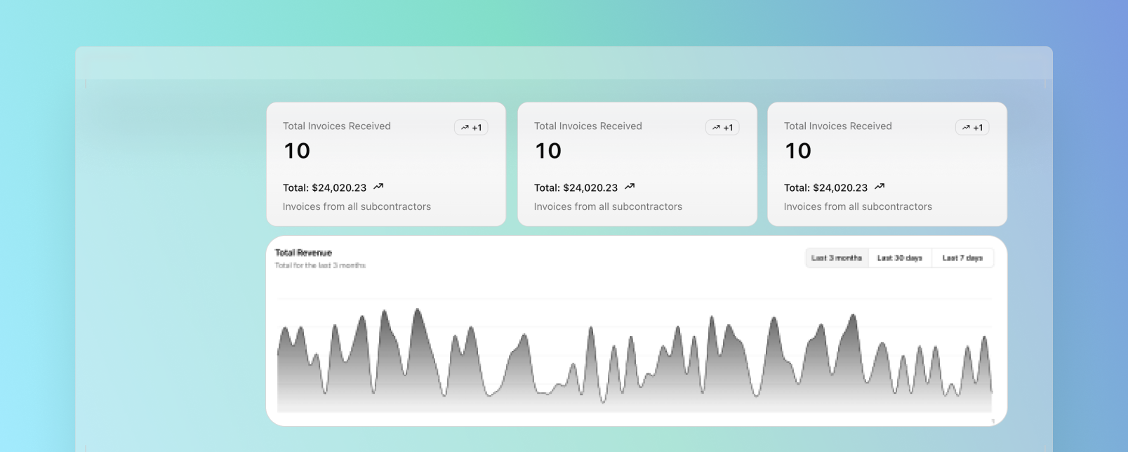 Business analytics dashboard interface